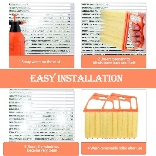 4pcs Window Venetian Blind Cleaner Duster Tool, Include 2pcs 7 Finger Blind Duster Brush & 2pcs Shutter Cleaner Brushes, Blinds Cleaning Brush Tool for Blinds Air Conditioner Vent Keyboard