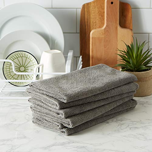 DII Cleaning Collection Soft Highly Absorbent Microfiber, Dishtowel Set, 16x24, Gray, 6 Piece - color: Gray, size: Dishtowel Set, 16x24"