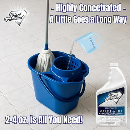 Black Diamond Stoneworks Marble & Tile Floor Cleaner Concentrate, pH Neutral, Streak-Free & No-Rinse Formula for Granite, Travertine, Limestone, Slate, Ceramic & Porcelain Floors (1 Quart) - size: 32 Fl Oz (Pack of 1)