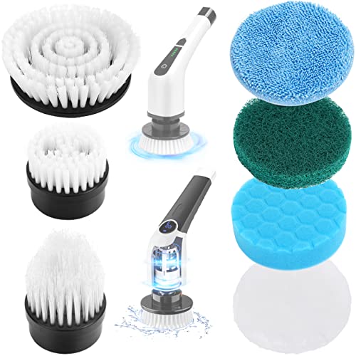 7-in-1 Replacement Brush Heads Set of Electric Spin Scrubber, Cleaning Portable Cordless Shower Power Scrubber Heads, Household Tools for Bathroom Kitchen Bathtub Tile Floor Car & Wheel - color: Replace Brush