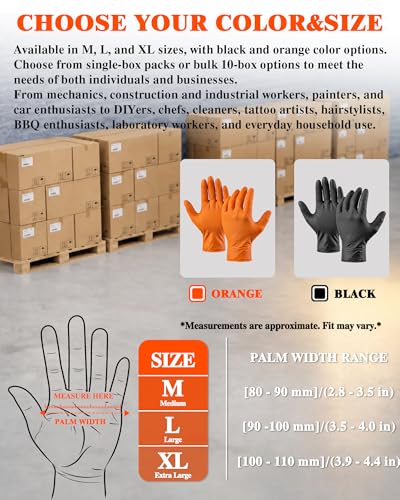 wcy 9mil Heavy Duty Disposable Nitrile Gloves, Black Large 800Pcs -Chemical Resistant, Latex & Powder Free Rubber Gloves Diamond Texture for Automotive, Mechanics, Cooking,BBQ, Industrial Use - color: Black-800, size: Large