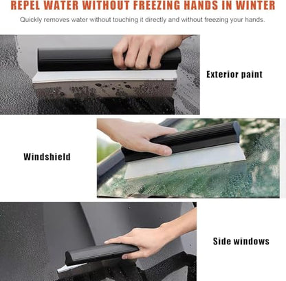 10-Inch Silicone Water Blade Squeegee, Quick Dry Wiper Blade with Anti-Slip Handle, Multi-Purpose Squeegee for Car Glass, Shower Doors, Kitchen and Windows