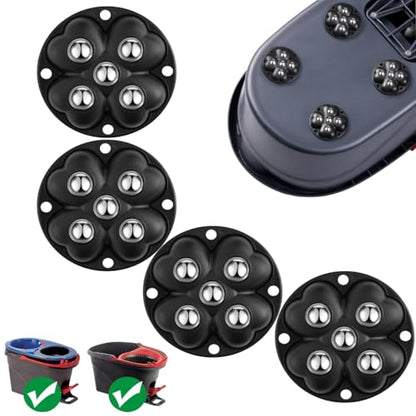 4 PCS Caster Wheels 360° Rollers Compatible with Ocedar Bucket,Self Adhesive Rollers for Mop Bucket,Kitchen Small Appliances,Trash Can,Black Color