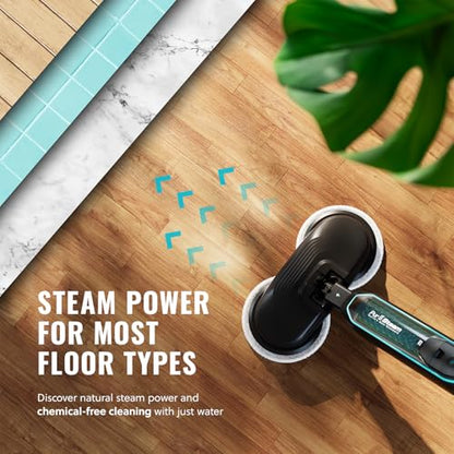 Pursteam ScrubMaster Steam Mop with Dual Scrubbing Head, LED Headlights, Adjustable Steam Control, Anti-Slip Swivel Head, Cable Holder & Upright Lock - size: Steam Mop - ScrubMaster