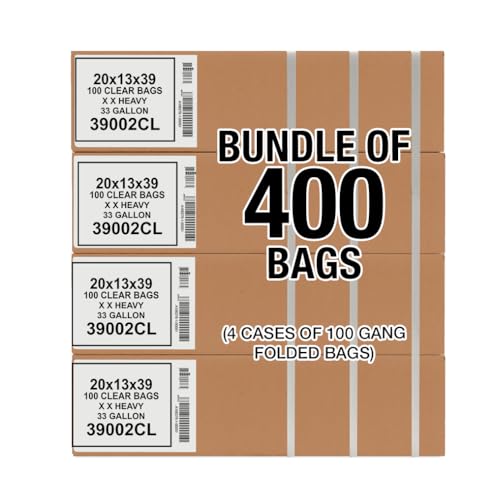 Aluf Plastics 33 Gallon 2 MIL Thick Clear Heavy Duty Trash Bags - 33" x 39" - Pack of 400 - For Recycling, Kitchen, Contractor, & Outdoor - style: 20-30 Gal, 2 Mil, 400 Count