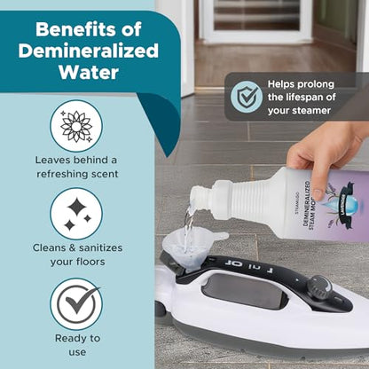 Steam & Go Demineralized Water for Steam Mop – Lavender Scent, 32 oz (Pack of 12)| Scented Floor Cleaner Solution, Ready-to-Use, Compatible with Any Steam Cleaner - size: 32 Fl Oz (Pack of 12)