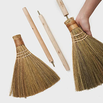 Handmade Whisk Sweeping Broom - Vietnamese Straw Soft Broom for Indoor or Outdoor Sweeping - Broom Decorative 9.45" Width, 39.37" Length