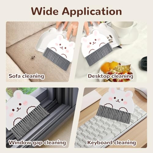 Portable Hand Broom and Dustpan Set, Cute Mini Broom and Dustpan Set with Durable Brush,Lightweight Small Dust Pan and Broom Set for Desktop Cleaning Small Space Cleaning(Rabbit) - size: Rabbit