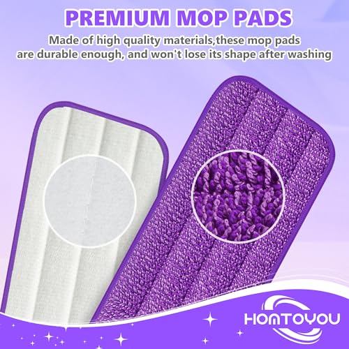 HOMTOYOU Reusable Mop Pads for Swiffer PowerMop: 6 Pack Microfiber Refills | Machine Washable, Multi-Surface Floor Cleaning, Replacement Sweeping Cloths, Fit for 13 ''-15 '' Spray Mop, Purple - color: Purple