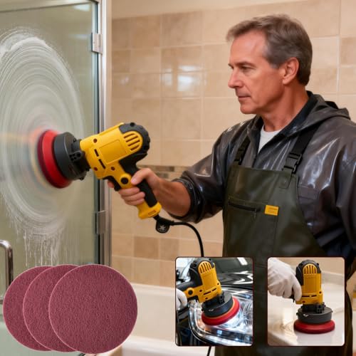 10 Pack 6 Inch 400 Grit Multipurpose Red Scrubber Scouring Pads Flocking Scuff Pads -Hoop and Loop Scuff Pads Conditioning Discs Polishing Pad for Furniture Automotive Cleaning, Rust Removal - style: 400 Grit