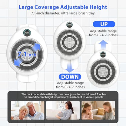 Hiqufet Electric Back Scrubber for Shower, Adjustable Height Shower Back Scrubber Wall Mounted, 3-Speed & 3 Replaceable Brush Heads, IPX7, Hands-Free Back Cleansing and Exfoliating Brush - size: CKT1