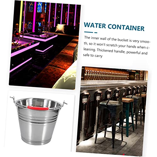Healeved Stainless Steel Bucket with Handle 1 Gallon Portable Carrying Trash can Water Pail for Kitchen Home Outdoor Use 8.66 Inch Durable Corrosion Resistant