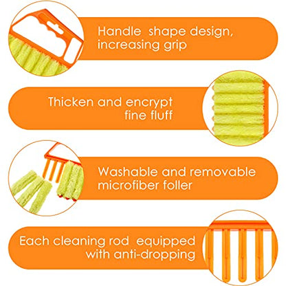 4 Pcs Window Venetian Blind Cleaner Duster Tool 7 Finger Blind Rush and Shutter Cleaner Brush Hand-held Window Shutter Air Conditioner Duster for Dirt(Yellow, Orange) - color: Yellow, Orange