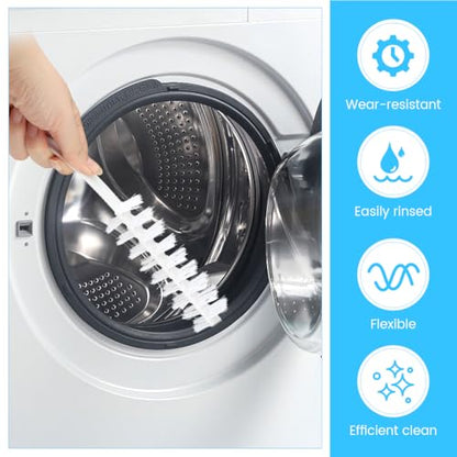 2 Pcs Washing Machine Cleaning Brush, Rolling Washing Machine Cleaner Front Loader Cleaning Tools with Storage Hook (23.23 x 5.51 x 1.38 inch)
