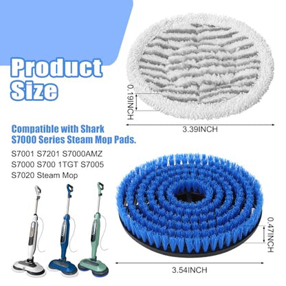 2 Pack Steam Mop Pads Replacement Brush Head And 4 Pack Upgraded Steam&Scrub Mop Pads Kit for Shrak S7000 S7001 S7020 S7005 Serie(Total 6 Pack)