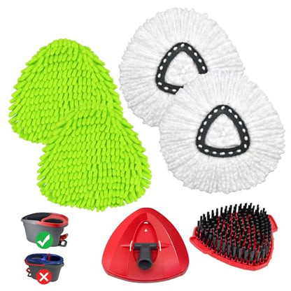 Mop Replace Heads for O Cedar Easywring 1 Tank Spin Mop Heads Replacement for Ocedar Mops Refill Sets Include 4 Pack Mopping Refills, 1 Pack Scrubber Brush & 1 Disc Base to Dry and Wet Floor Cleaning - size: for Ocedar 1 Tank