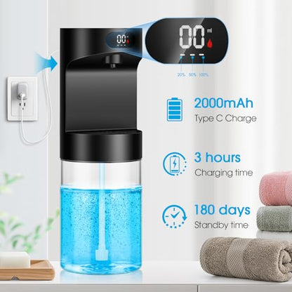 Automatic Mouthwash Dispenser for Bathroom,20.29 oz Touchless Electric Mouth Wash Dispensers Bathroom Accessories Set with 4 Magnetic Cups,4 Modes Wall Mounted Mouth Wash Dispenser for Home - color: Black