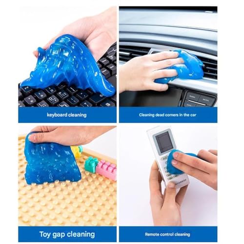3 bags Reusable Car Cleaning Gel Slime Putty - Strong Adhesive Dust Cleaner for Auto Vents, Interior, Keyboards & Electronics