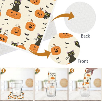 Fall Halloween Swedish Dishcloths for Kitchen, 6 Pack Black Cat and Pumpkin Reusable Cellulose Sponge Paper Towels Washable, Fast Drying Swedish Dish Cloth for Home Cleaning - style: Fall Halloween