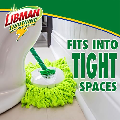 Libman Lightning Spin Mop System Plus 3 Refill Head | Mop and Bucket with Wringer Set | Floor Mop | Spin Mop | Libman Mop | Mops for Floor Cleaning | Hardwood Floor Mop | 4 Total Mop Heads Included - style: Spin Mop +3 Refills