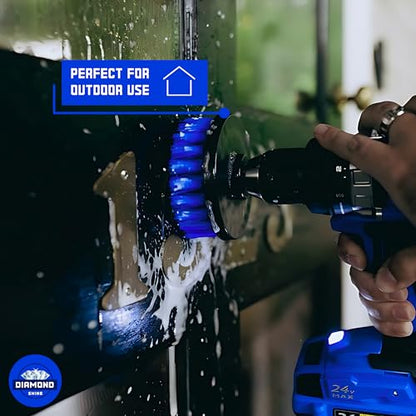 Diamond Shine 4" Medium Drill Brush Attachment with 6" Extension – Power Scrubber for Tile, Grout, Bathtub, Shower, Sink & Multi-Surface Cleaning
