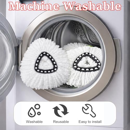 9+1 Pack Spin Mop Replacement Head for Ocedar, 100% Microfiber Mop Heads Replacements Compatible with Ocedar Easywring 1-Tank System, 360 Degree Spin Mop Refill for Easy House Cleaning Floor Mopping
