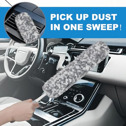12" Microfiber Car Duster – Soft Interior Detail Brush for Dash, Seats, Vents & Console – Scratch‑Free, Washable Dust Remover for Car Interior Detailing
