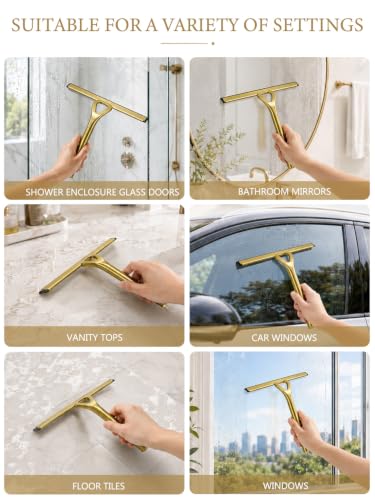 Shower Squeegee for Glass Doors, Stainless Steel Shower Squeegee, Window Cleaning Tools for Glass Doors Car Glass Bathroom Window Kitchen Mirror