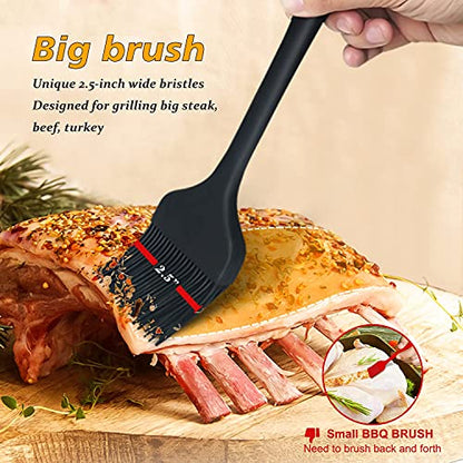 Walfos 3 Size Basting Brush, 600°F High Heat Resistant Silicone Pastry Brushes for BBQ, Baking, Kitchen Cooking, Desserts- BPA Free&Dishwasher Safe - color: Black, size: Extra Large + Large + Small