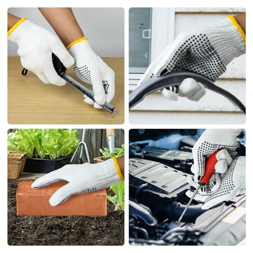 Unisex white cotton polyester knittedsafety gloves,suitable for gardening,warehouse,cooking work-12/36/240 pairs - color: Black (240 Pairs) With Dots