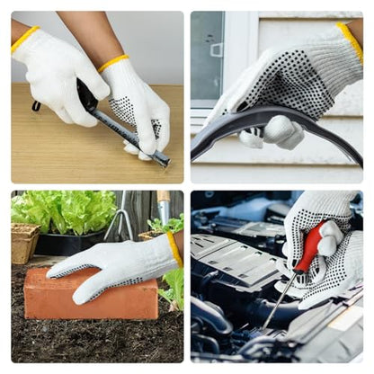 Unisex white cotton polyester knittedsafety gloves,suitable for gardening,warehouse,cooking work-12/36/240 pairs - color: Black (240 Pairs) With Dots