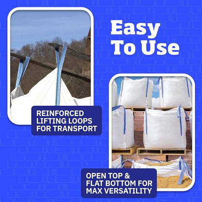 DURASACK Heavy Duty Builder's Bulk Bags 200-Gallon White Woven Polypropylene Contractor Trash Bags for Demo and Construction, Holds up to 2200 lbs, Open Top, Pack of 3 - size: Pack of 3