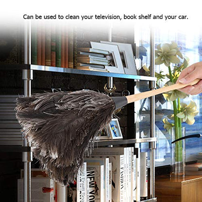 Fdit Handmade Washable Non-electrostatic Duster with Wooden Handle Household