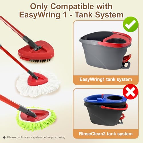6 Pack Mop Heads Replacement for Ocedar EasyWring 1 Tank Spin Mop System,Include 2 Microfiber Spin Mops Replace Head&2 Chennile Mops Head Machine Washable with Scrubber Mopp Head and Base for Cleaning - size: for Ocedar 1 Tank