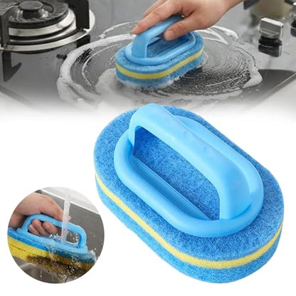 1 Pack Heavy Duty Scrubbing Brush, Ergonomic Handle Scrubber for Bathroom Tile & Kitchen Sink, Durable Cleaning Tool for Bathtub, Grout, Oven, Non-Slip Blue