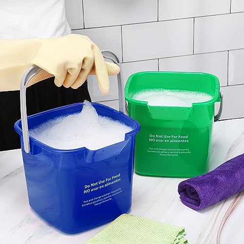 Roshtia 6 Pcs 3 Quart Cleaning Bucket Small Sanitizing Square Bucket Detergent Pail for Home Commercial Restaurant Kitchen Office School(Red, Blue, Green) - color: Red, Blue, Green