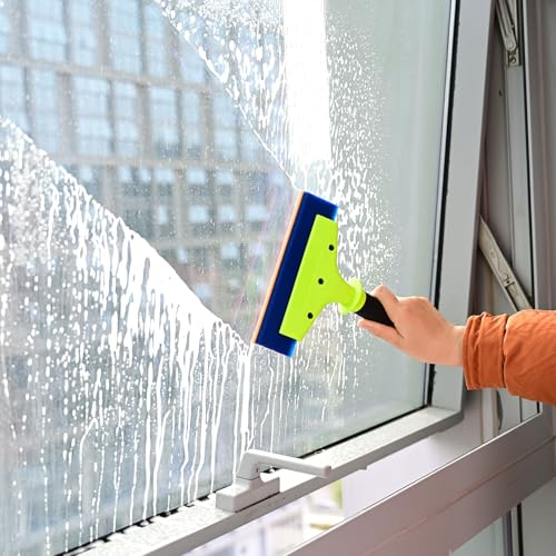 NEWISHTOOL 2 Pack Rubber Squeegee with Nylon Handle for Water Removal, Glass Cleaning, PPF Installing and Window Film Application (8-Inch Blade with Long Handle) - size: 8-Inch Blade with Long Handle