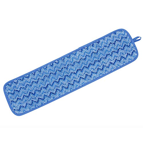 Rubbermaid Commercial Products Mop Head for Microfiber Damp Mop, 18-Inch, Blue, Heavy-Duty Single Sided Cleaning Cloth for Hardwood/Tile/Laminated Floors in Kitchen/Lobby/Office - style: Reusable Microfiber Blue - 1ct