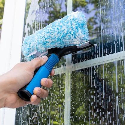 Unger Professional Connect and Clean 2-in-1 Squeegee and Scrubber, 6” Window Cleaning Tool, Commercial and Residential Use, Washer Cleaner Supplies to Remove Excess Water and Dry
