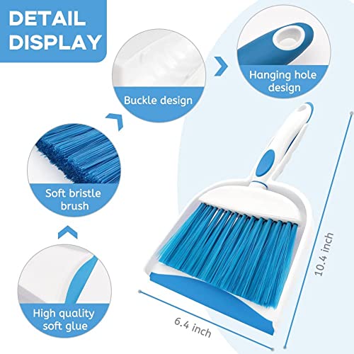 Dust pan, Mini Dustpan and Brush Set, Small Broom and Dustpan Set, Small Hand Broom and dust pan Set, Whisk Broom, Dust pan and Brush for Desk, Table, Home, Kitchen Necessities (Light Blue 2pcs) - color: Light Blue, size: 2set