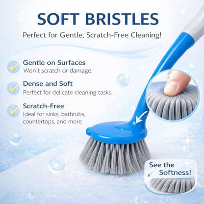 Dish Kitchen Sink Cleaning Brush | Tough Bristle Scrubber with Comfortable Grip | Bathroom Tile & Utensil Cleaner | Multipurpose Household Cleaning Tool | Pack of 3 - style: Long Handle Sink Brush Pack of 3