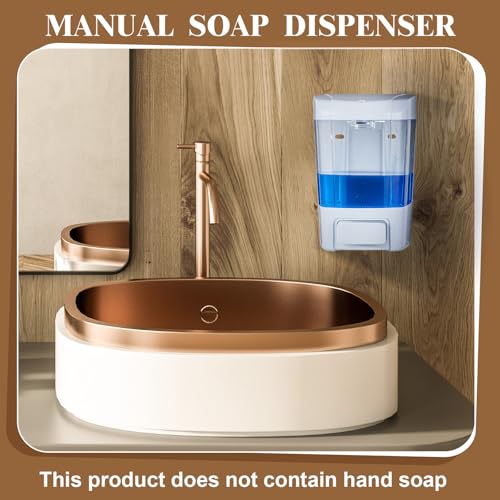 Hushee 2 Pcs Commercial Soap Dispenser Hand Wall Mounted Bathroom 27oz/800ml Manual Soap Dispenser Liquid Containers with Pump White Shower Plastic Wash Wall Containers Shampoo Gel for Kitchen Hotel - color: White, size: ['27 fl oz']