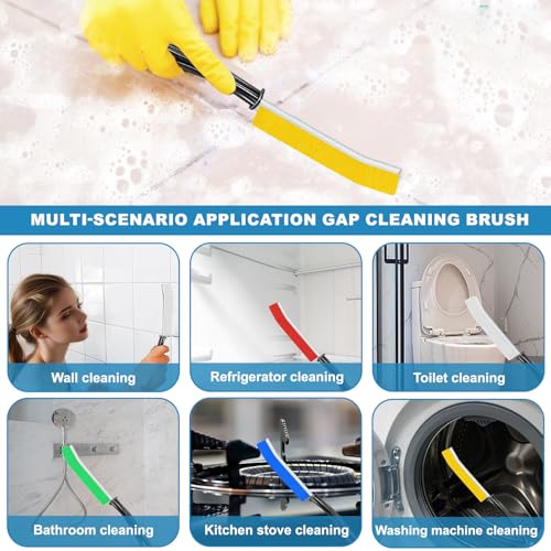 Crevice Cleaning Brush 5 Set-Narrow Gap Cleaning Brushes for Window, Bathroom, Kitchen, and Small Room, Hard-to-Reach Areas(Mix) - color: Mix