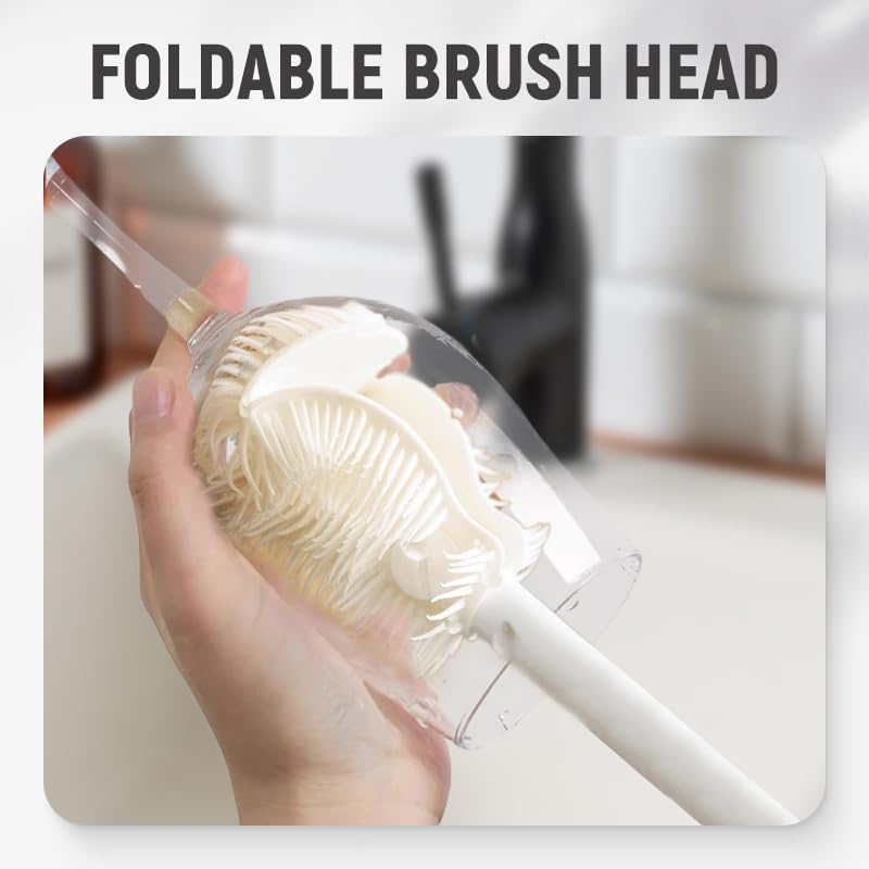 360° Flexible Silicone Bottle Brush with Long Handle, 2026 New Bottle Brush Cleaner Deep Cleaning Brush for Narrow Neck Bottles, Water Bottles and Travel Mugs (White-2PCS) - color: White-2pcs
