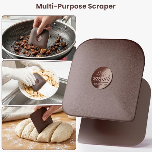 Pan Scraper, 5 Pcs Pot Scraper, Pan Scraper Plastic, Multifunctional Scraper Tool for Kitchen, Non-Slip, Food Safe, High Heat Resistant - color: Brown, size: 5 Pcs