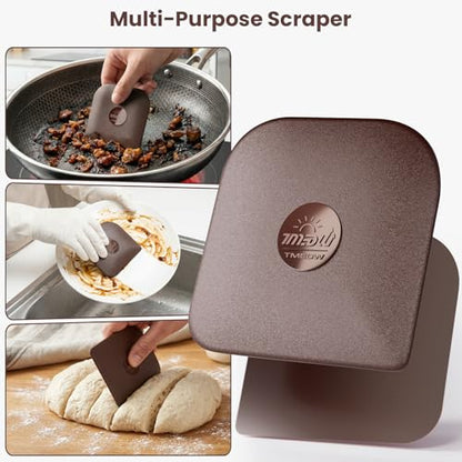 Pan Scraper, 5 Pcs Pot Scraper, Pan Scraper Plastic, Multifunctional Scraper Tool for Kitchen, Non-Slip, Food Safe, High Heat Resistant - color: Brown, size: 5 Pcs