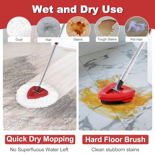 3PCS Mop Heads Replacements for OCedar, 2PCS Scrub Brush Compatible with O Cedar EasyWring 1 Tank System, Dry and Wet for Cleaning All Hard-surfaced Floors - color: White