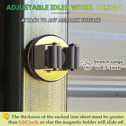 ULIBERMAGNET Magnetic Mop Broom Holder,Heavy Duty Movable Magnetic Tools Holder,Anti-slip Magnetic Mounted Utility Storage Mop Shovel Hanger for Garage, Kitchen, Laundry, Garden(4 Pack/Silver) - style: 10LB 4PCS Silver Magnetic Mop Holder