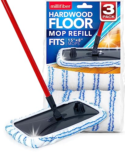 Millifiber Microfiber Mop Refills 15x8 Inches, 3-Pack (Mop is Not Included) - color: White-grey, size: 3 Count (Pack of 1)
