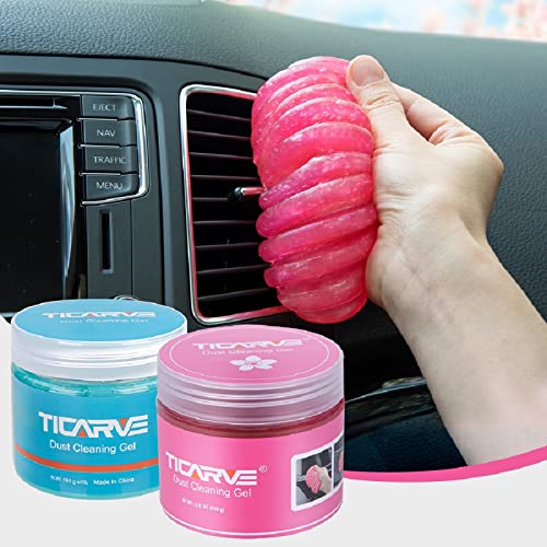 TICARVE 2Pack Cleaning Gel Car Putty Slime for Detailing Putty Detail Tools Car Interior Cleaner Automotive Cleaning Kits Keyboard Cleaner Blue Rose (320g/11.2oz) - color: Blue+Rose Red